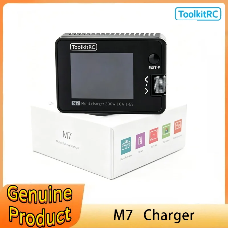 ToolkitRC M7 200W 10A 1-6S Lipo High Power Lithium Battery Multifunctional Balance Charger Discharger 2.0inch LCD for RC Drones