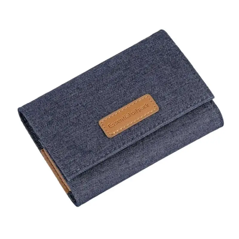 E8BD Gift Ready Roller Bottle Organizers Delicate 10ML Essential Oil Pouches Soft Fabric Shockproof Carriers In Blue