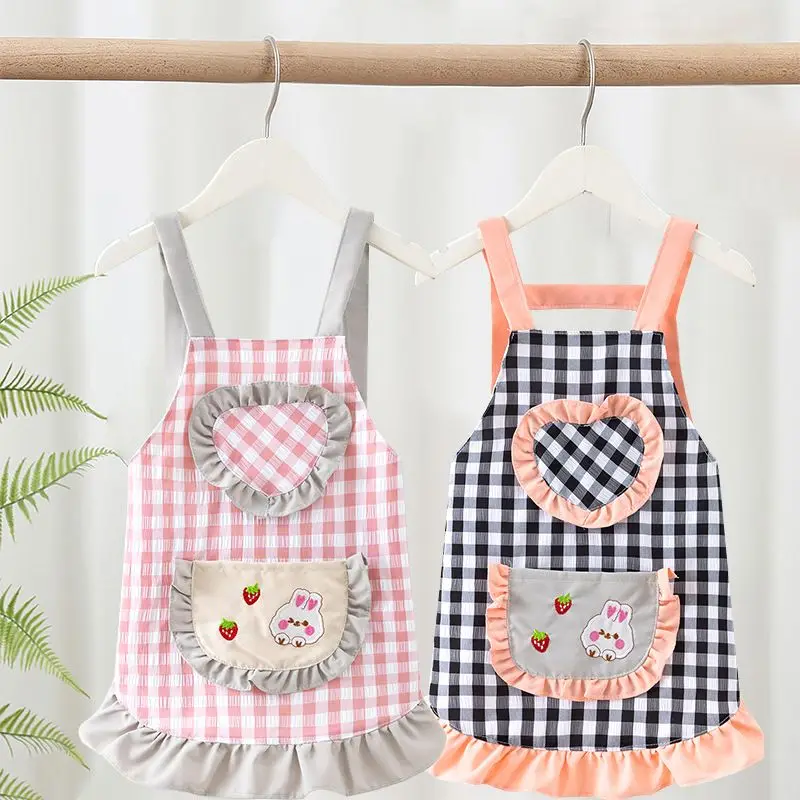 

Baby Girl Pure Cotton Smock Spring Autumn Children's Princess Skirt Girl Waterproof Apron Foreign Gas Anti-dirty Baby Eating Bib