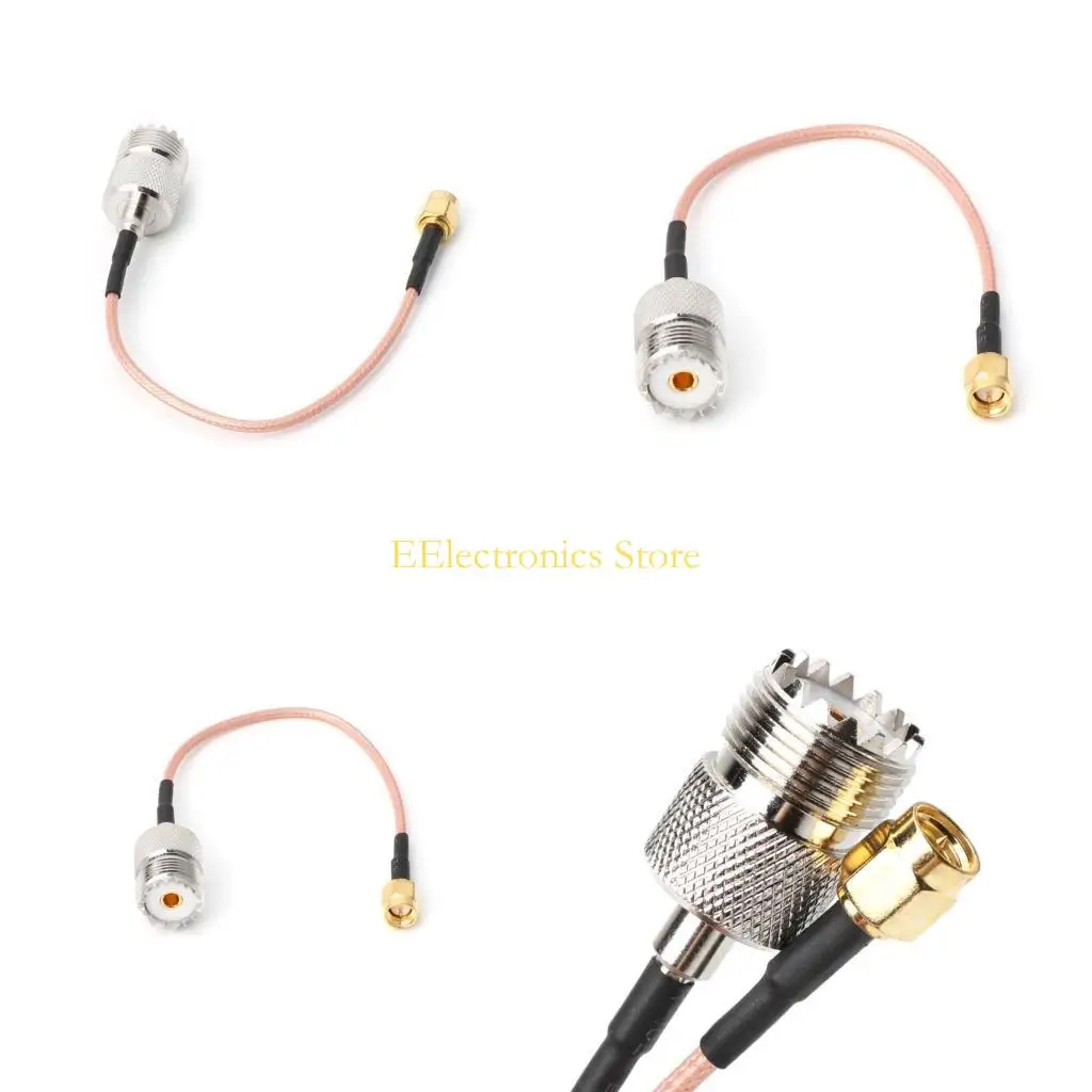 B03C RG316 Cable Jumper Pigtail UHF SO239 Female PL259 to SMA Male Plug Crimp Adapter