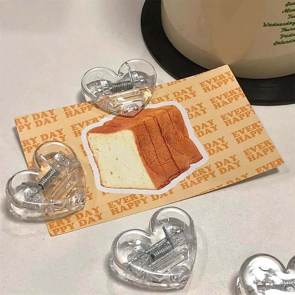 Heart Shaped Clip Decorative Snack Sealing Clip Acrylic Bag Clip Clear For Office Study Kitchen