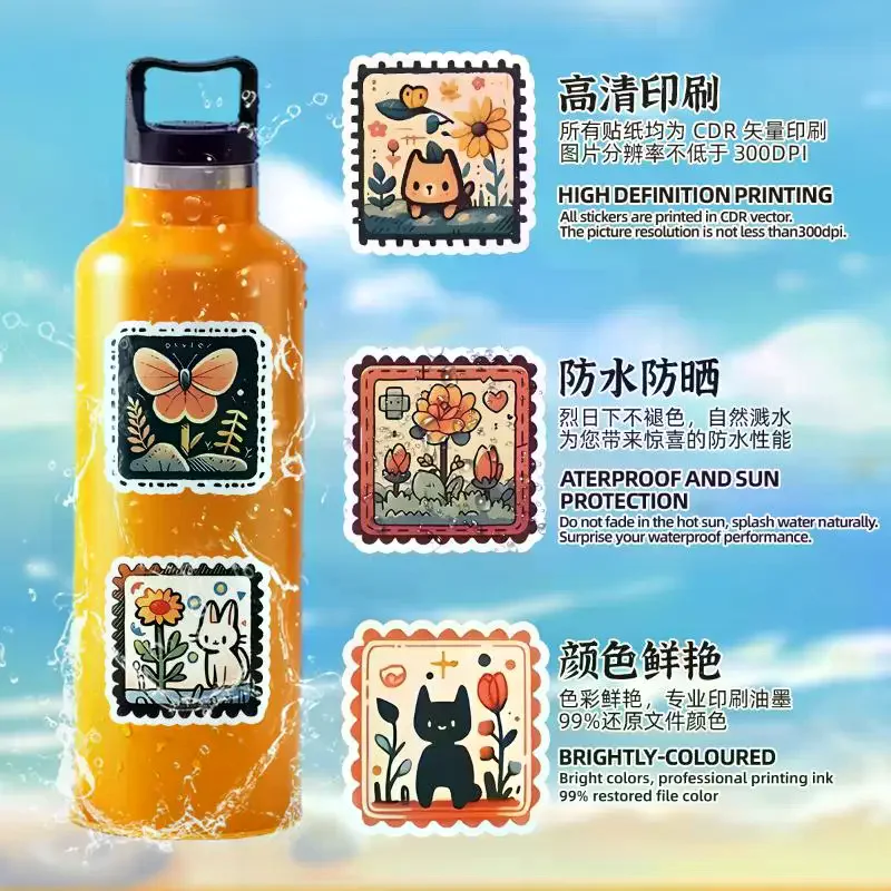 50 قطعة/المجموعة لطيف الحيوان ختم ملصقات الشارات الأمتعة المحمول دراجة نارية الهاتف ملصق مضاد للمياه ألعاب أطفال