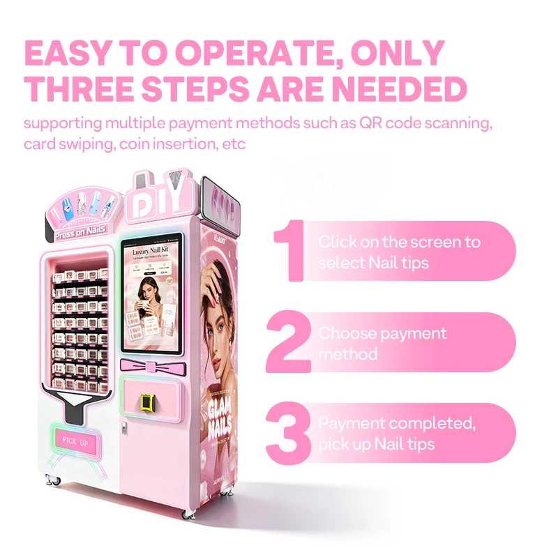 32 Inch Touch Screen 780PCS Smart Cashless Press on Nails Cosmetics Beauty Products Nail Tips Vending Machine Custom