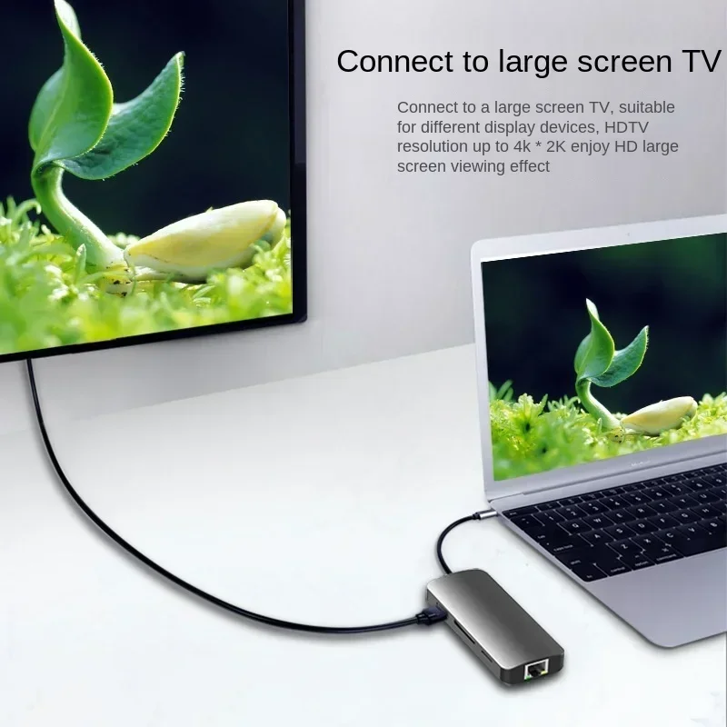 4K Thunderbolt 3 USB C Hub إلى USB 3.1 Type - C Hub مع Hub 3.0 TF SD Reader Slot PD محول لجهاز MacBook Pro/Air 2020