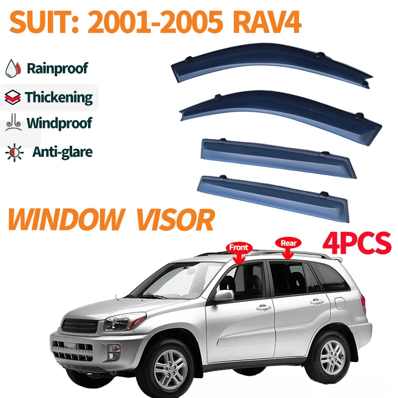 3D Window Visor PC Vent Shades Ventvisor For Toyota RAV4 RAV 4 MK2 XA20 2001-2005 4Pcs Thickening Wind Deflectors Door Visor