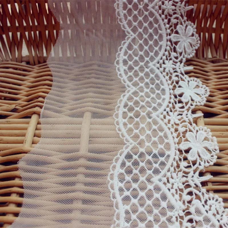 

20 ярдов белая кружевная тканевая лента для рукоделия, водорастворимая отделка для шитья, аксессуары для платья, занавеска с вышивкой