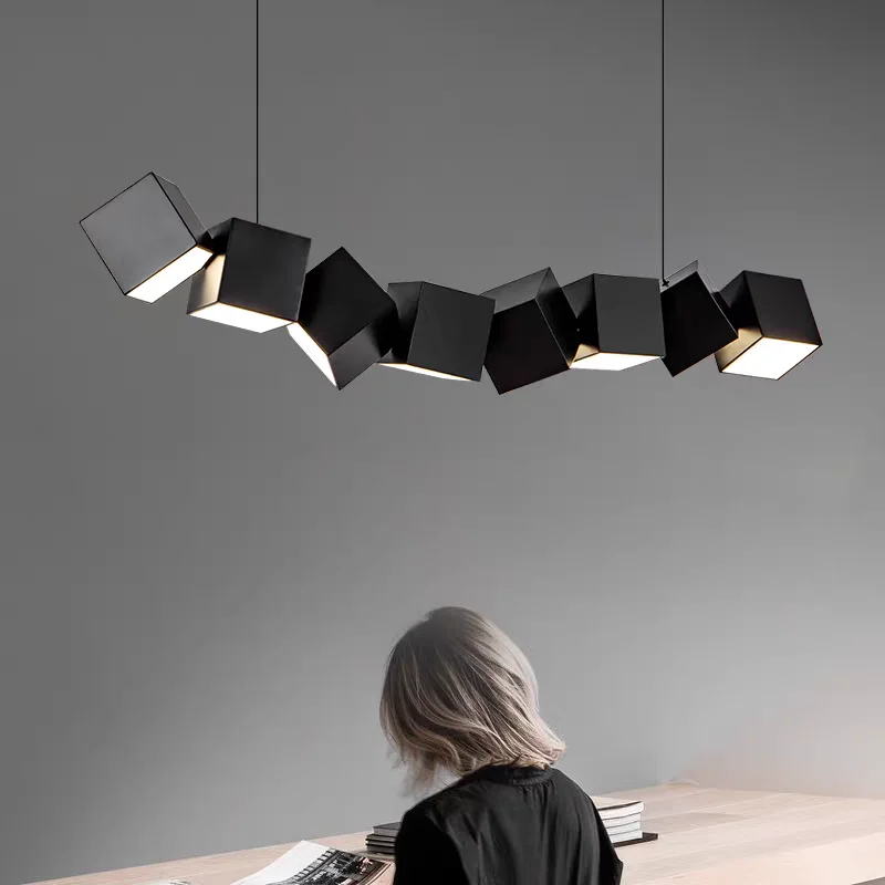 Modern minimalist dining table pendant light, luxurious Nordic light, long strip, front light, room office bar lighting fixtures