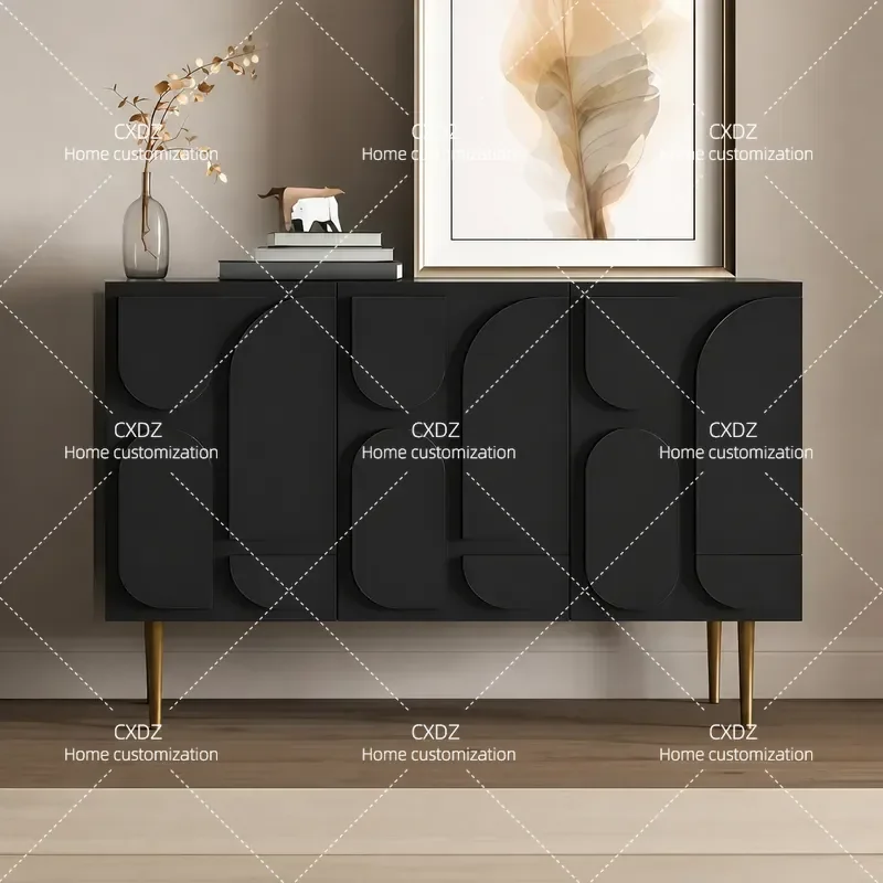 Cream Baking Paint Dining Side Cabinet Entryway Porch Storage Solid Wood Locker Simple Decorative Console Table for Living