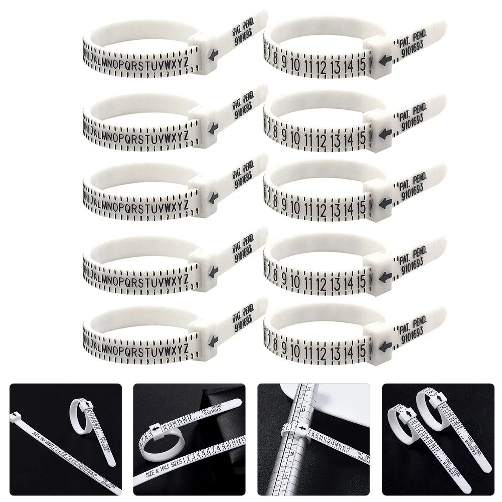 

10 Pcs Ring Size Gauge Finger Sizer Measuring Tool Practical Reusable Durable Wedding Birthday Party Jewelry Measurement High