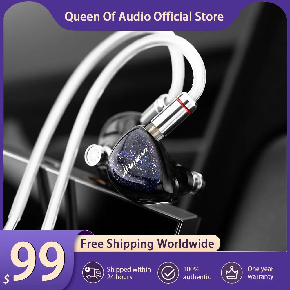 

New QoA Mimosa In Ear Earphone 1 Dynamic 1 Planar IEMs 3.5mm 4.4mm Plug Earbuds For HiFi Music Headphone 0.78 2pin Headset Cable