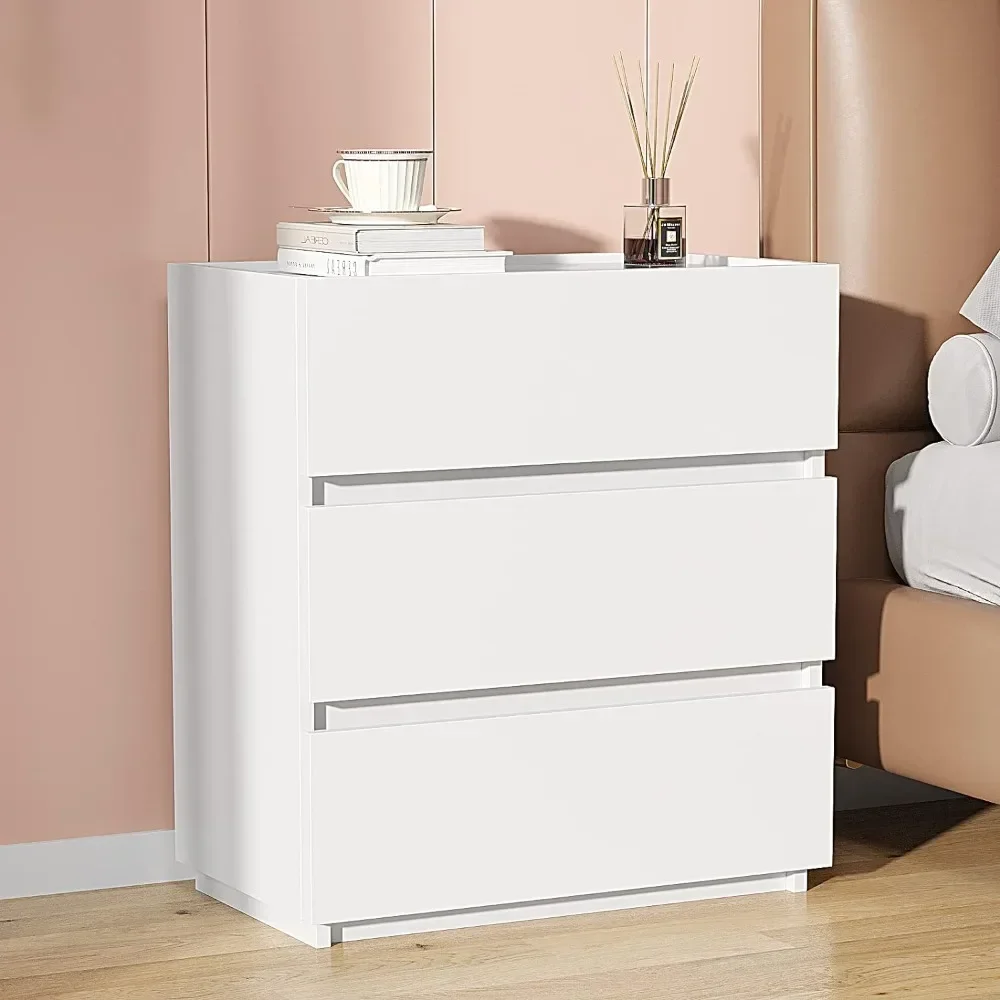 

White Dressing Table Office Vanity Table for Makeup Modern Closet Drawers Stackable Storage Cabinet for Entryway 23.6''W Dresser