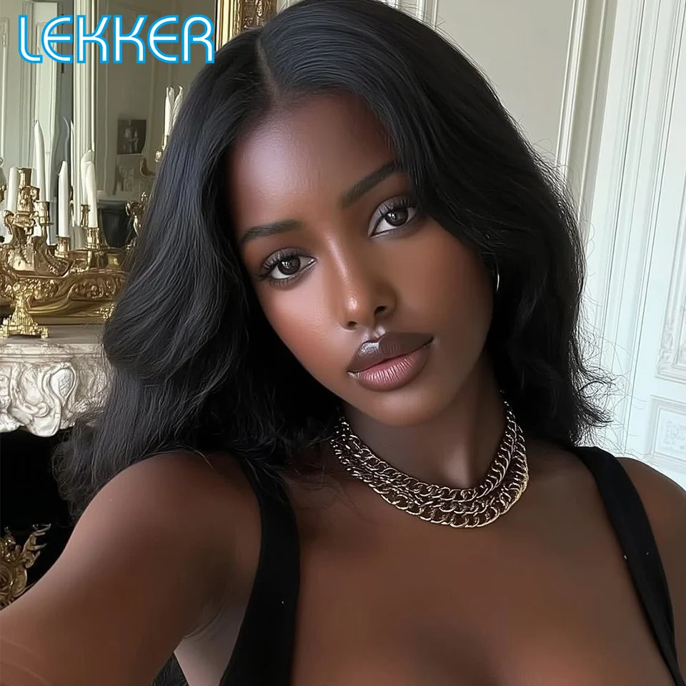 

Lekker 20 "длинные объемные волны, средняя часть, кружевная передняя часть, 100% парики из натуральных волос для женщин, бразильские волосы Remy, волнистые повседневные парики