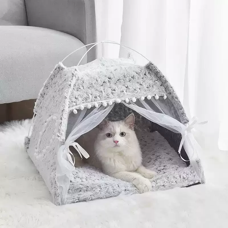 Winter Keep Warm Cat Nest in  Four Seasons General Cat Tent Semi-enclosed Detachable Washable Pet Bed Dog Kennel Villa Bedding