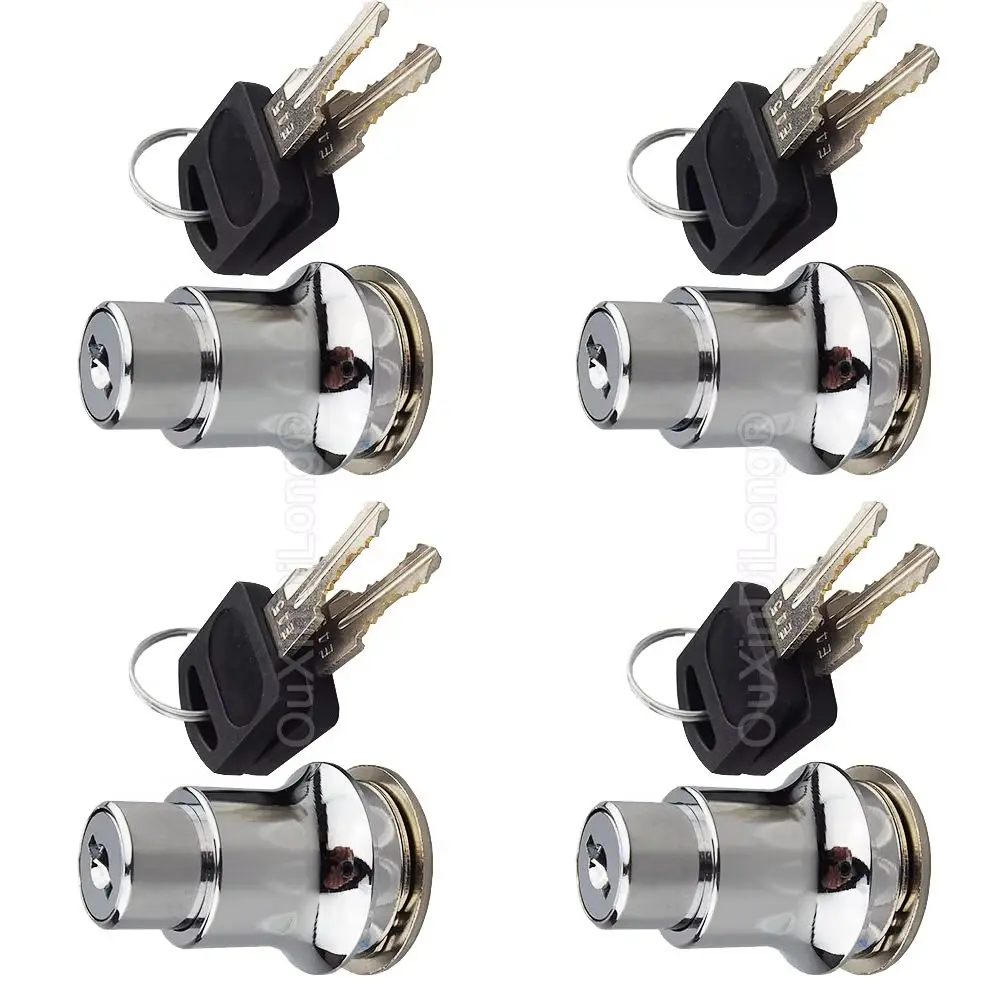 

High Quality 4PCS Zinc Alloy Glass Cabinet Locks Jewelry Showcase File Cabinet Door Push Locks Chromed for 5~8mm/0.19"~0.31"