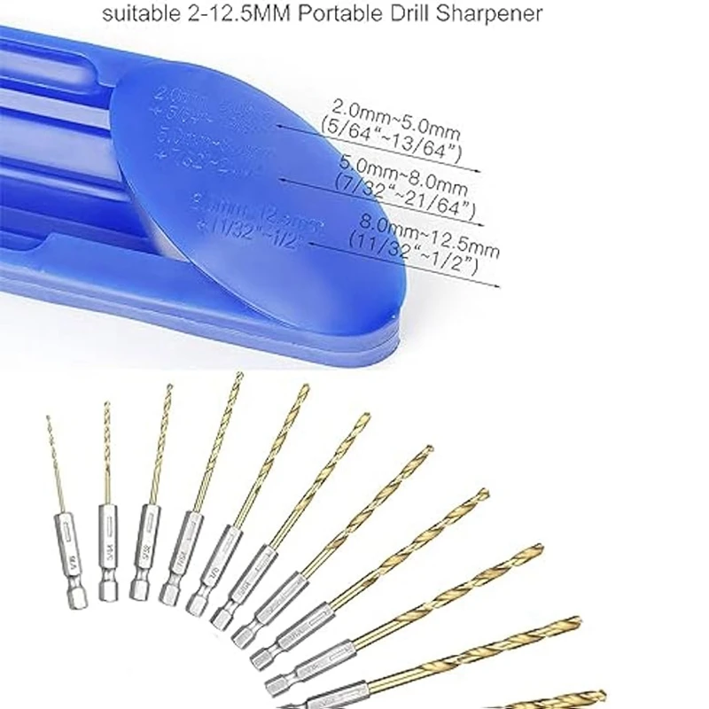 A23T Portable Drill Bit Sharpener with Grinding Wheel, for 2-12.5mm Iron Drill Bits, Electric Drill Polishing for Grinder Tool