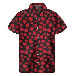 Cute Love Heart Aloha Shirt For Men Clothes 3D Print Hawaiian Shirts Summer Beach Short Sleeve Tops Street Lapel Button Blouse