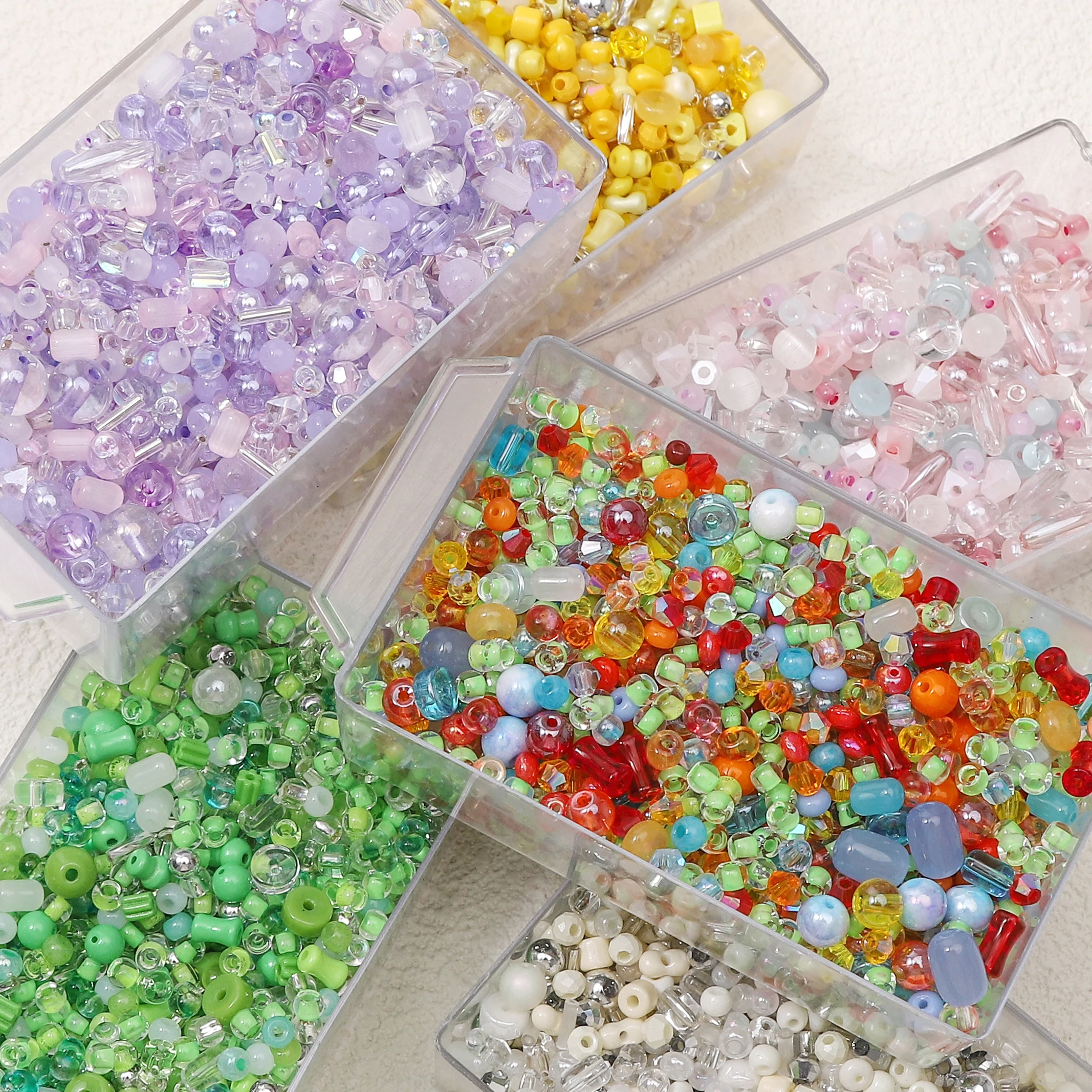 Multiple Colors Mixed Styles Glass Seed Beads 1.5-8mm Hole 1mm 10g DIY Jewelry Making Supplies for Bracelets Necklaces
