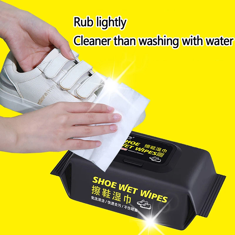 80pcs/bag Shoe Shine Artifact Cleaning Tool Disposable Shoe Cleaning Wipes Travel Portable Dirt Removal Wipes