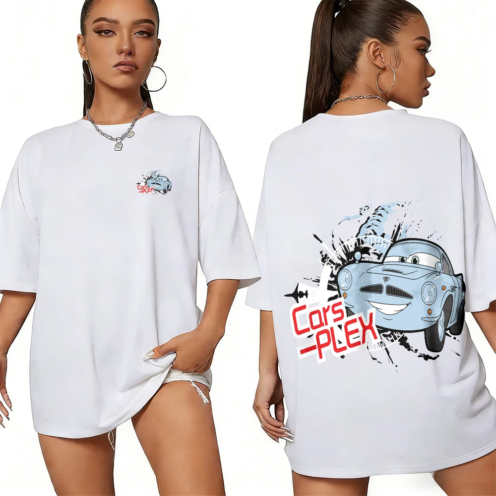 ディズニー サマーカーズ プレゼント サリー + 「カーズ プレックス」ロゴ 100% ピュアコットン プリント Tシャツ メンズ レディース カジュアル 通気性トップ