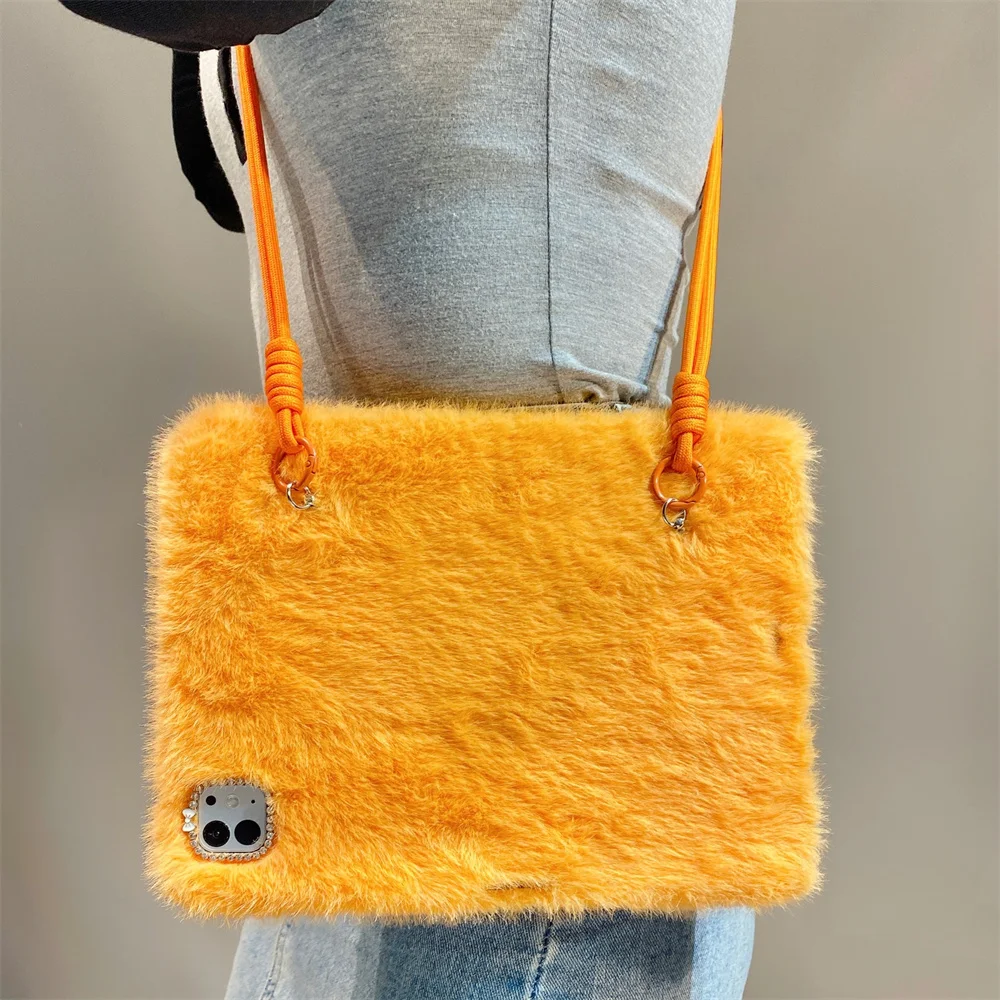 Crossbody Plush Tablet Case iPad Air 13 2024 Air 11 2025 iPad Pro 12.9 10th 11th Air 4 5 10.9 iPad 5 6 7 9.7 mini 6 7 Cute Cover