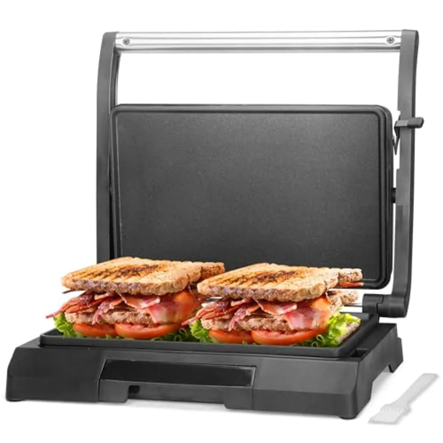 Mini Prensa Eléctrica para Panini, Plancha para 2 Rebanadas, Sandwichera Eléctrica para Panqueques y Sándwiches
