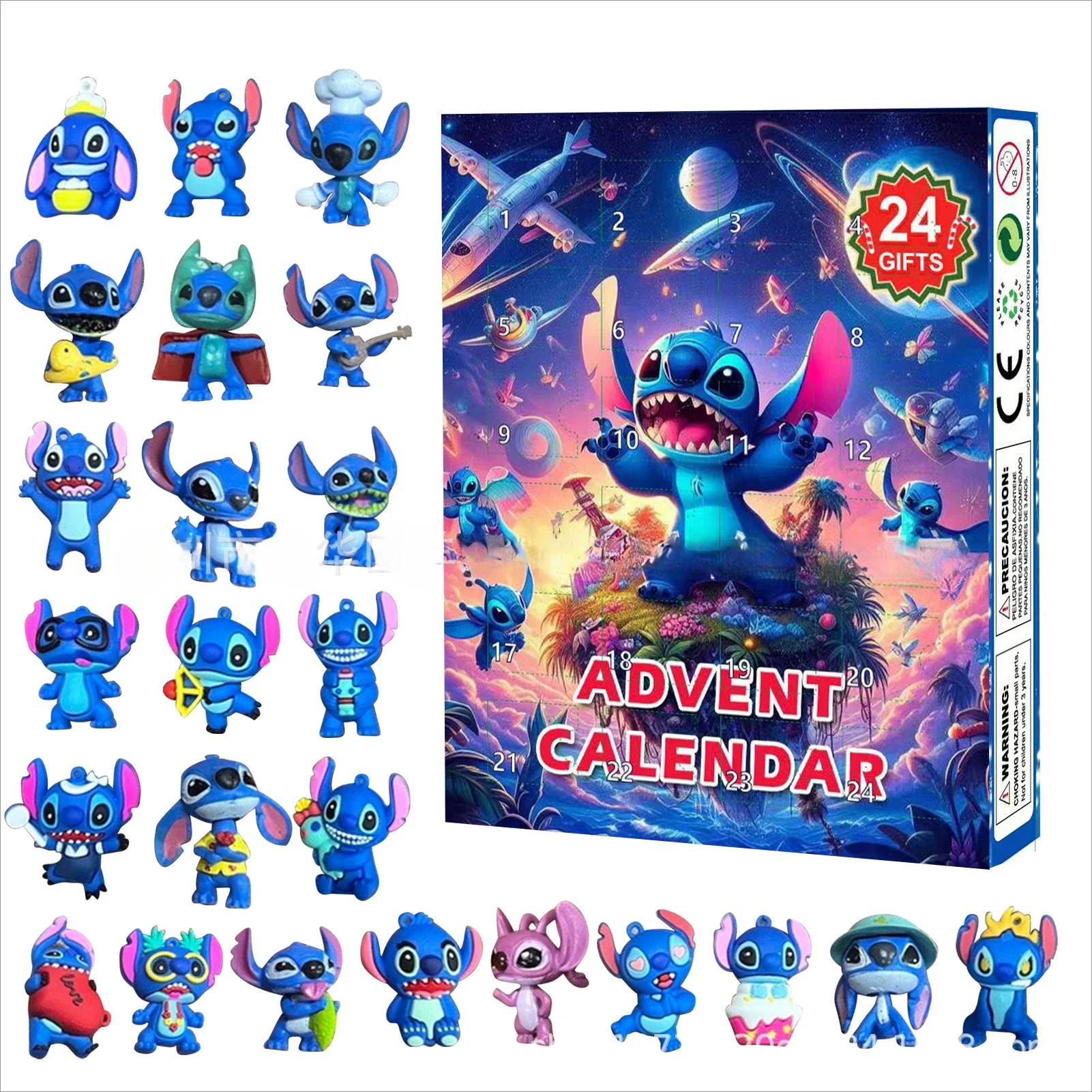 Lilo & Stitch Anime Figuras Stitch Estátua Natal Avvento Calendário Caixa Cega Kawaii Figura Decoração de Quarto Brinquedos Presentes para Crianças