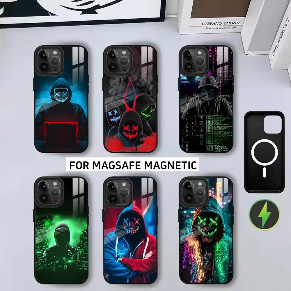 

Mask A-Anonymous H-HackerS Phone Case For iPhone17,16,15,14,13,12,11 Plus,Pro Magnetic For Magsafe Wireless Charging