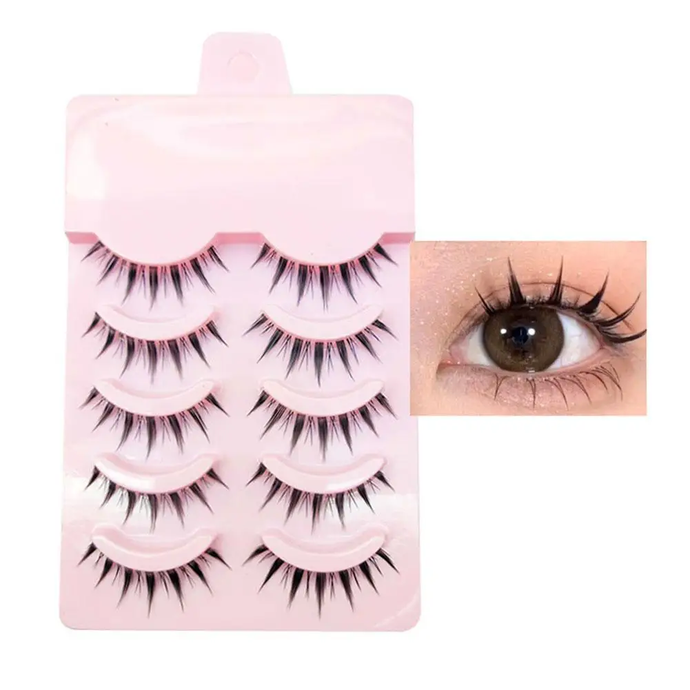 Faux cils naturels incurvés et incurvés, outils de maquillage pour les yeux, naturels, denses, portables, R5X6, 5 paires, 3D