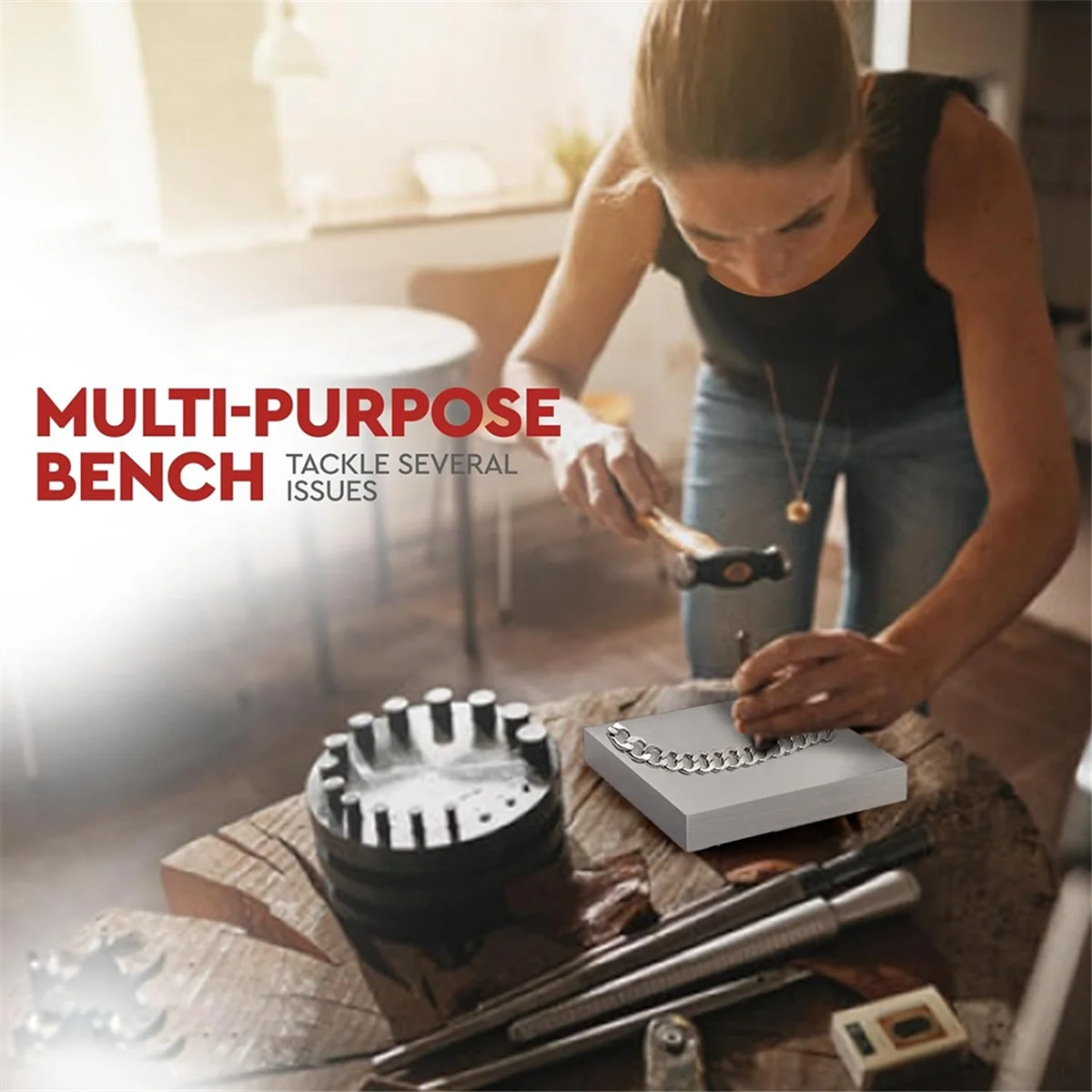 ABQR كتلة مقاعد البدلاء الفولاذية أدوات المجوهرات المسطحة - كتلة مقعد معدنية صلبة معالجة حرارية لصنع المجوهرات B