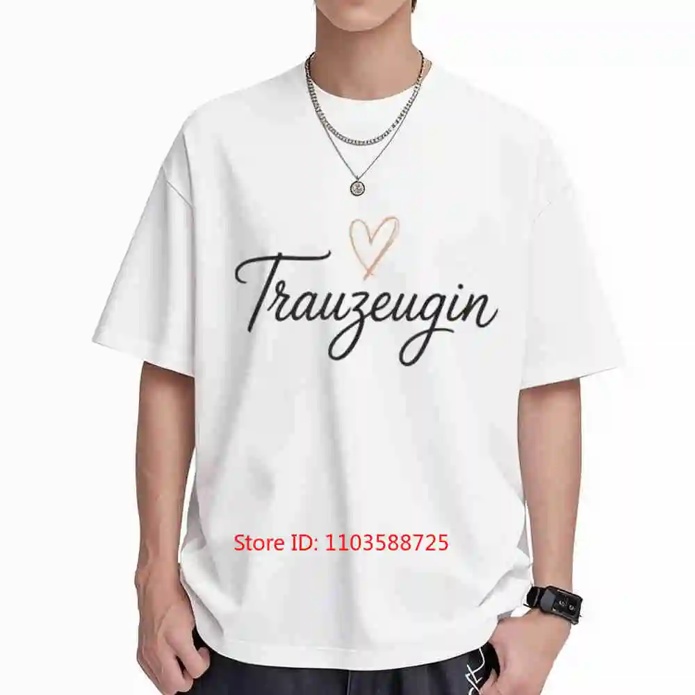 Bridesmaid Bachelor Party JGA Wedding German Text Heart Trauengin Short Sleeve Tee 100% Cotton T-Shirt