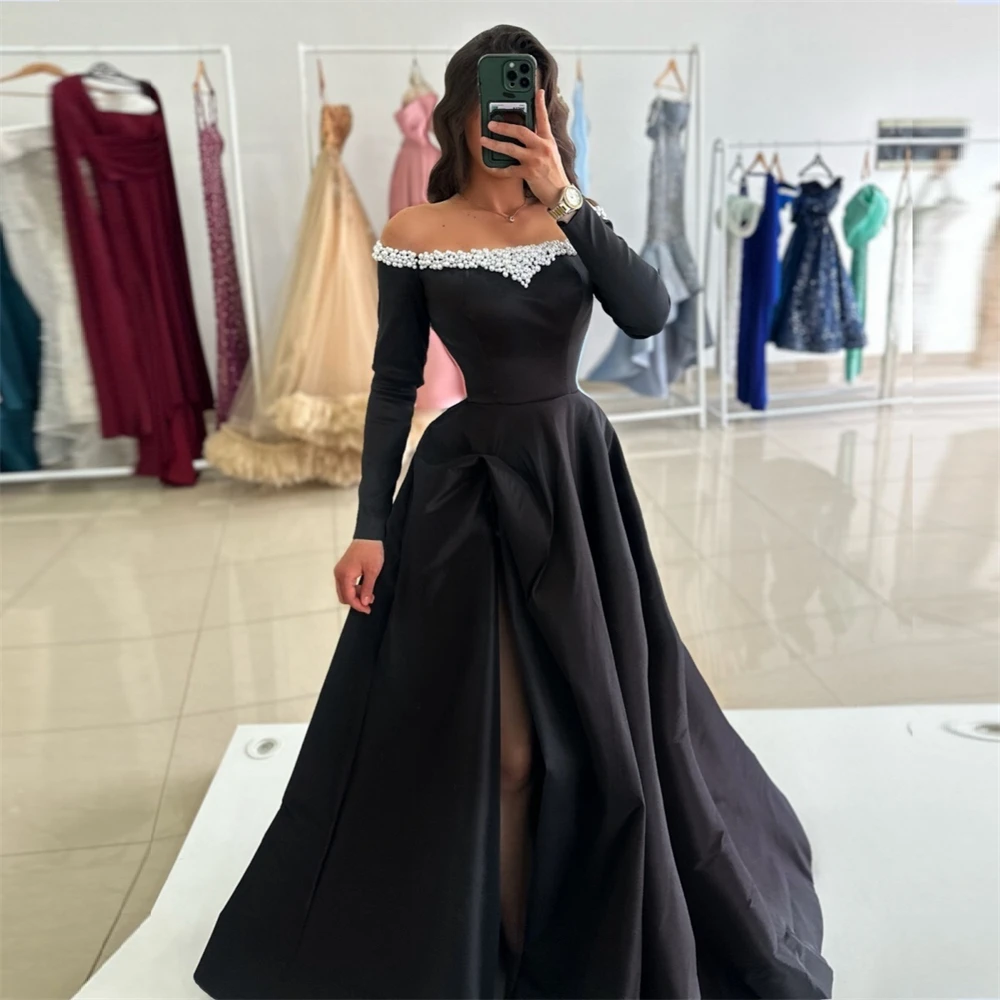 Customized Prom Gown Formal Evening Dress Bateall Ball Floor Length Skirts Draped Bead Bespoke Occasion Dresses Saudi Arabia