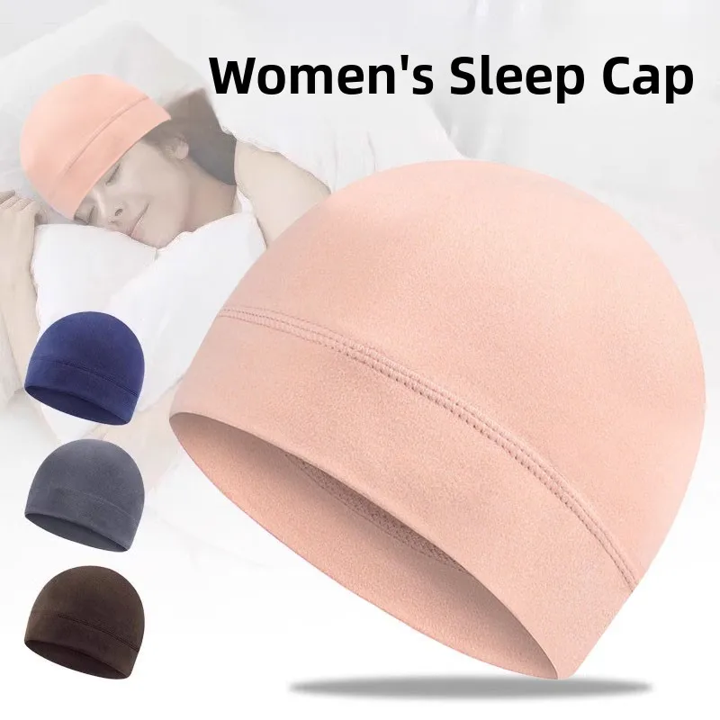 Women's Sleep Cap Windproof Hair Tidy Travel Cap round Top Unisex Warmth Retention No Brim Foldable Polyester And Wool Blend