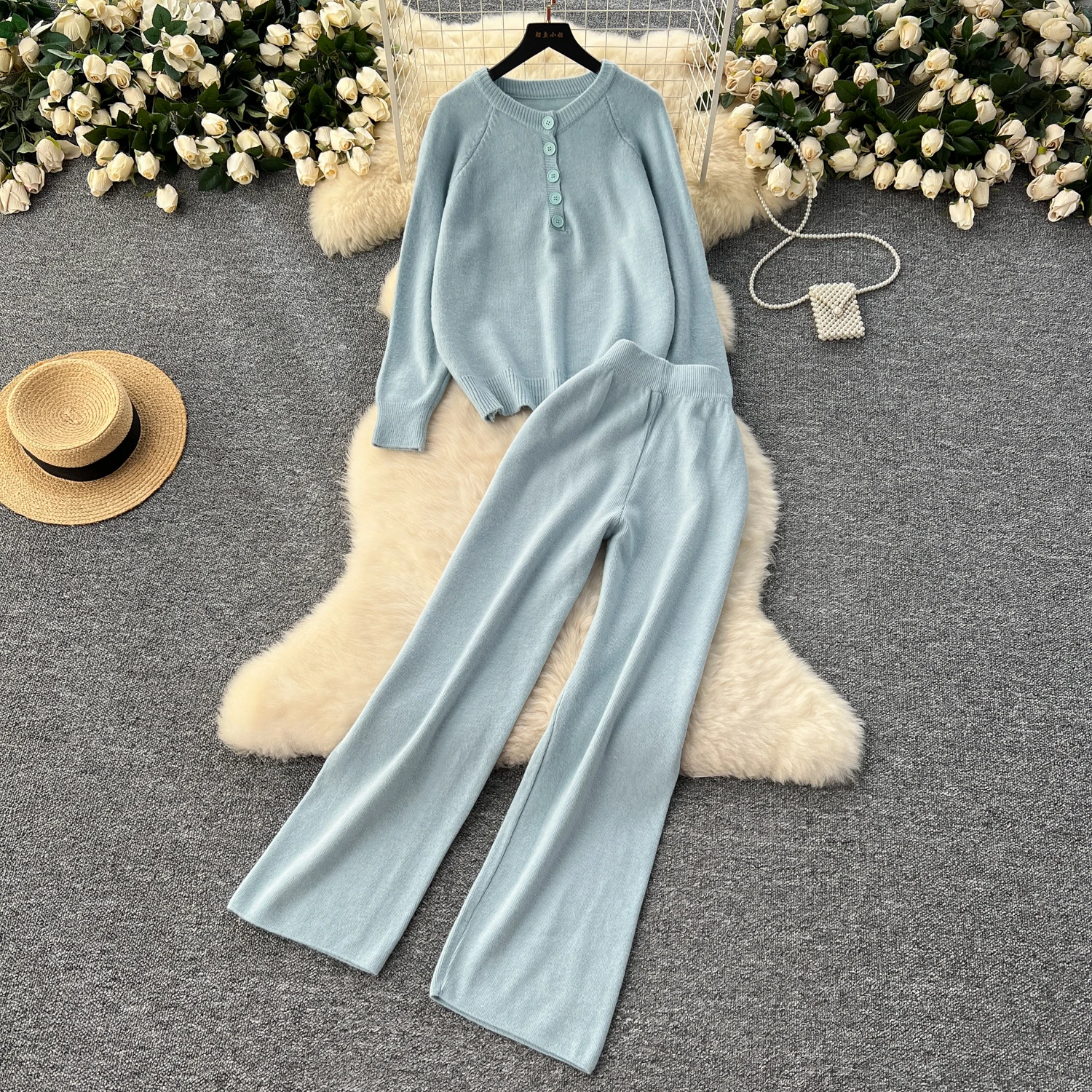 

ALPHALMODA 2025, осень-зима, новый комплект из 2 предметов-свитера, свободный свитер + широкие брюки, женский комплект одежды для отдыха