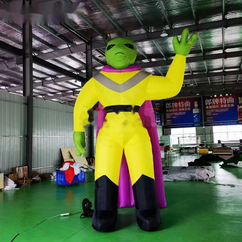 wholesale Custom Giant Inflatable Alien Balloons With Purple Cape Halloween Party Decoration UFO Alien Cartoon