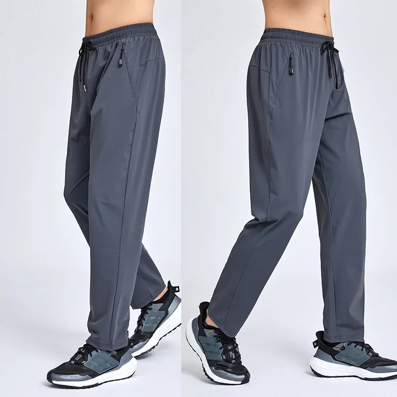 Spodnie męskie Wiosna Lato Casual Solidne Oddychające Wąskie Proste Spodnie Męskie Joggery Cienkie Szybkoschnące Spodnie Dresowe Spodnie Sportowe