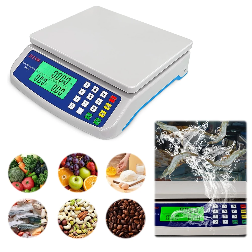 30kg/1g Kitchen Scale LCD Display Coins Counting Scale Multi-Function Stainless Steel Counting Scale for Meat Vegetables Scale