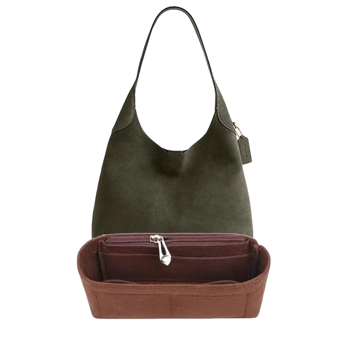 Image of Filz-Taschenorganizer-Einsatz für Brooklyn 28 34 39 Schultertasche, Passende Strukturierte Aufbewahrungseinlage für Tragetaschen-Fächer