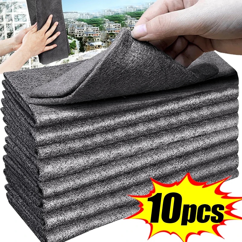 1/3/5/10 Pcs Thickened Magic Cleaning Cloths Microfiber Washing Rags Windows Glass Wipe Towels Kitchen Clean Cloth Dishcloths