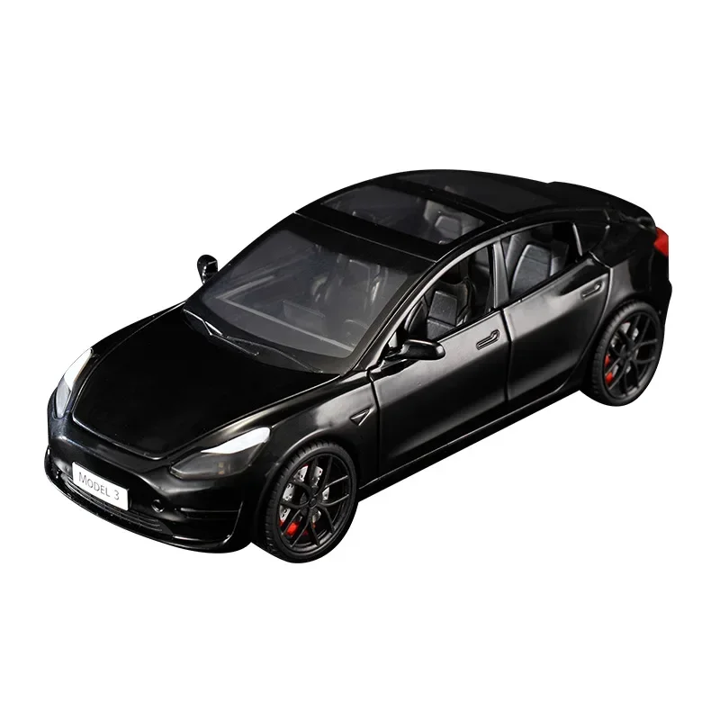 1:24 Tesla Model 3 High Simulation Diecast Metal Alloy Model car Sound Light Pull Back Collection Kids Toy Gifts A619 Christmas