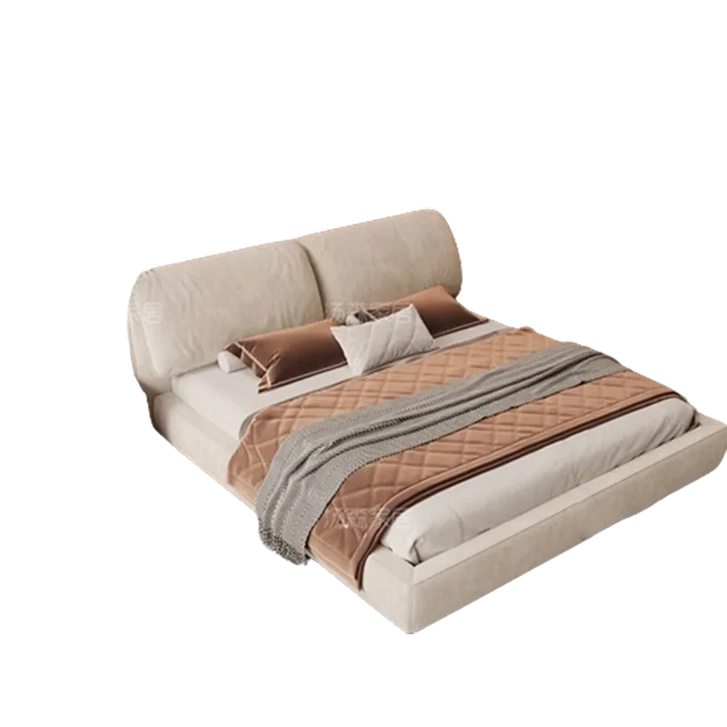 

High End Simple Double Bed Light Luxury Master White Double Bed Lit Pliable Camas Moderrnas Inteligentes Bedroom Furniture