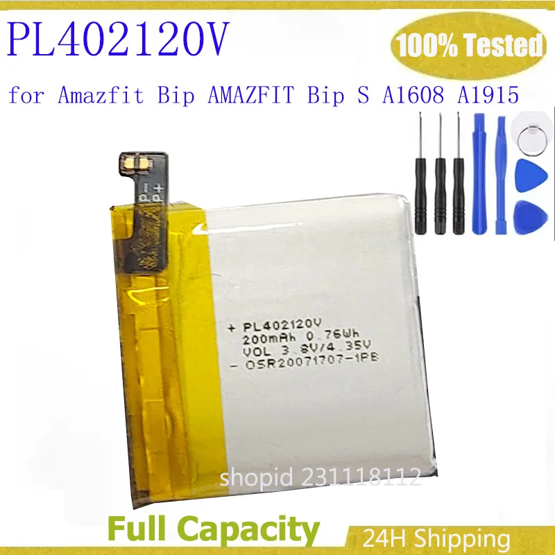 PL402120V Battery Replacement Rechargeable Polymer Lithium Ion Battery for Amazfit Bip AMAZFIT Bip S A1608 A1915 Batteria +Tools
