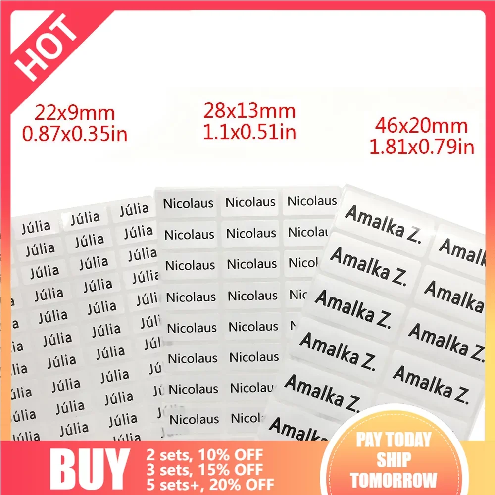 3Size White Custom Name Stickers Waterproof Personal Office Supplies Tag Labels Children Scrapbook School Stationery Sticker Set