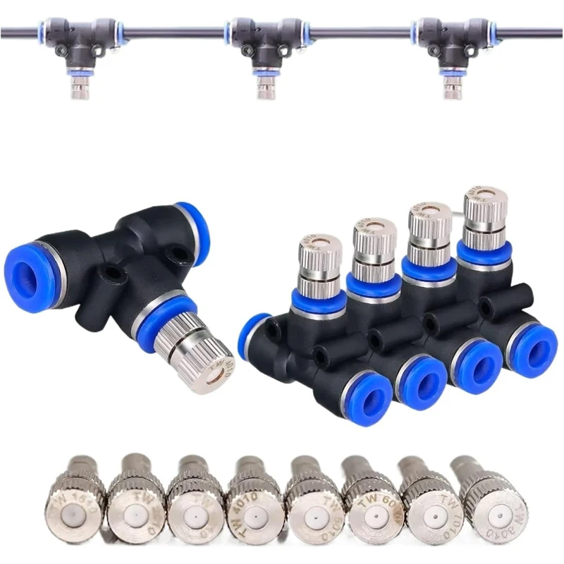 5pcs Low Pressure Atomizing Nozzle 6mm Slip Lock Quick Connectors Humidify Watering Landscapingc Sprayer Misting Cooling System