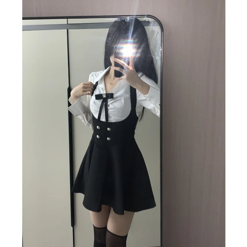 

Women Japanese Preppy Style Cosplay Costume School JK Uniform Mini Shirt High-waisted Skirt 2 Piece Suit Fashion Dress Outfits