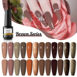 ROSALIND Brown Series Nail Gel Polish Hybrid Varnish Semi Permanent Nail Art Esmalte Pure Color UV Gel Nail Polish Top Base Coat