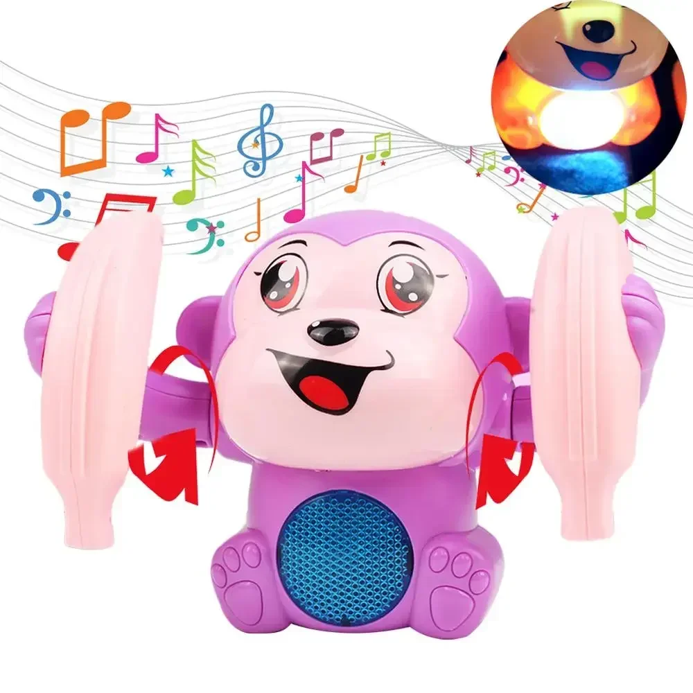 Electric Flip and Head Monkey Toys, Electric Flipping Dancing Toy Rolling Monkey, 360° Tumbling Monkey Toy with Light Music