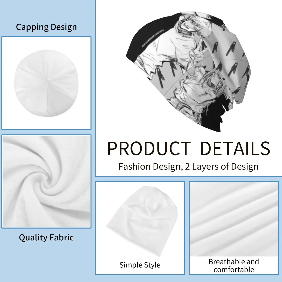 بالمنشار رجل مانغا Skullies قبعة صغيرة الهيب هوب للجنسين قبعة تزلج دافئة متعددة الوظائف بونيه