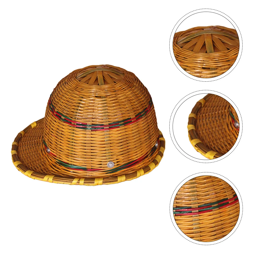 

Bamboo Woven Safety Hard Hat Protective Caps Construction Site Protection Short Brim Design Block