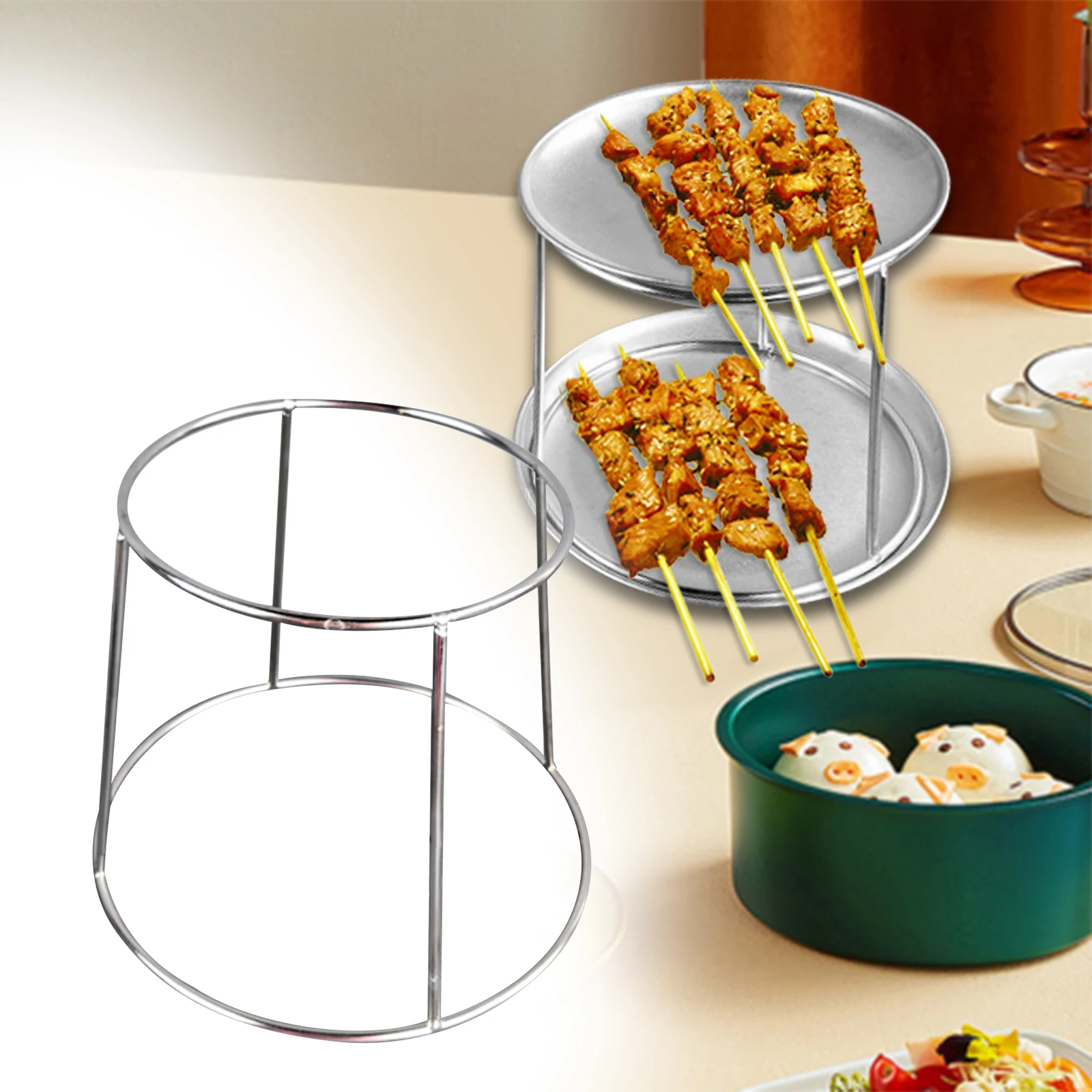 صينية تقديم الطعام الناهض ، حامل خفيف الوزن ، متعدد الأغراض ، 2 الطبقة ، رف صينية المأكولات البحرية لتناول وجبة خفيفة ، بيتزا ، حلوى ، كب كيك ، مقهى #3