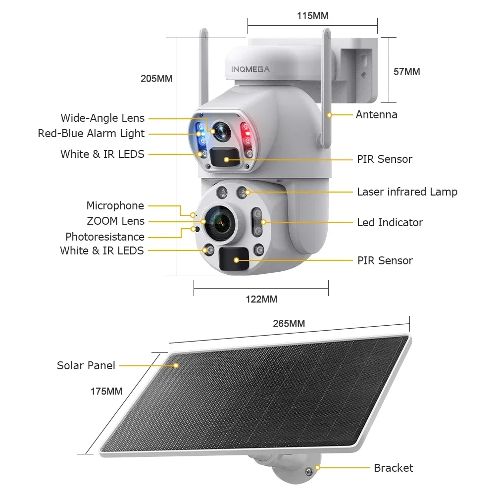 Imagem -06 - Inqmgea-câmera de Segurança Solar Zoom 36x 4g Wifi Lente Dupla Detecção Pir Rastreamento Automático para Quintal Câmera Ptz Externa sem Fio 6mp